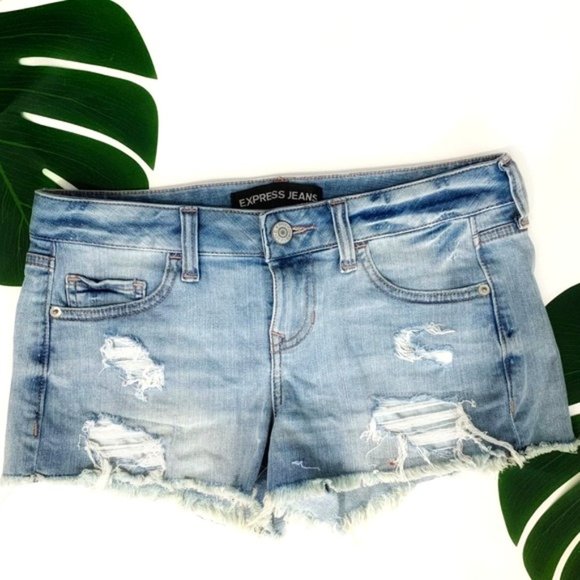 Express Pants - Express Low Rise Distressed Cut Off Jean Shorts